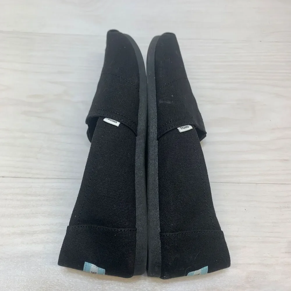 Womens TOMS Canvas Slip On Black Comfort Classic Lightweight‎  US Size 10